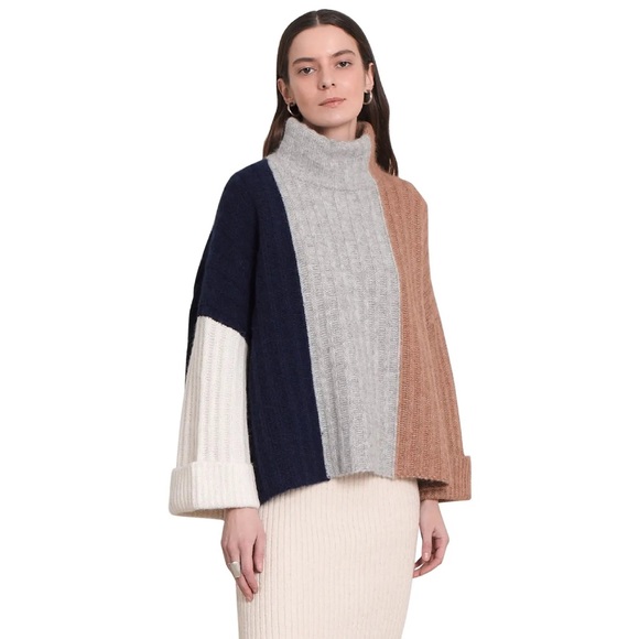 ELEVEN SIX Talia Mock Neck Alpaca Blend Poncho Sweater Medium/Large - Picture 8 of 11